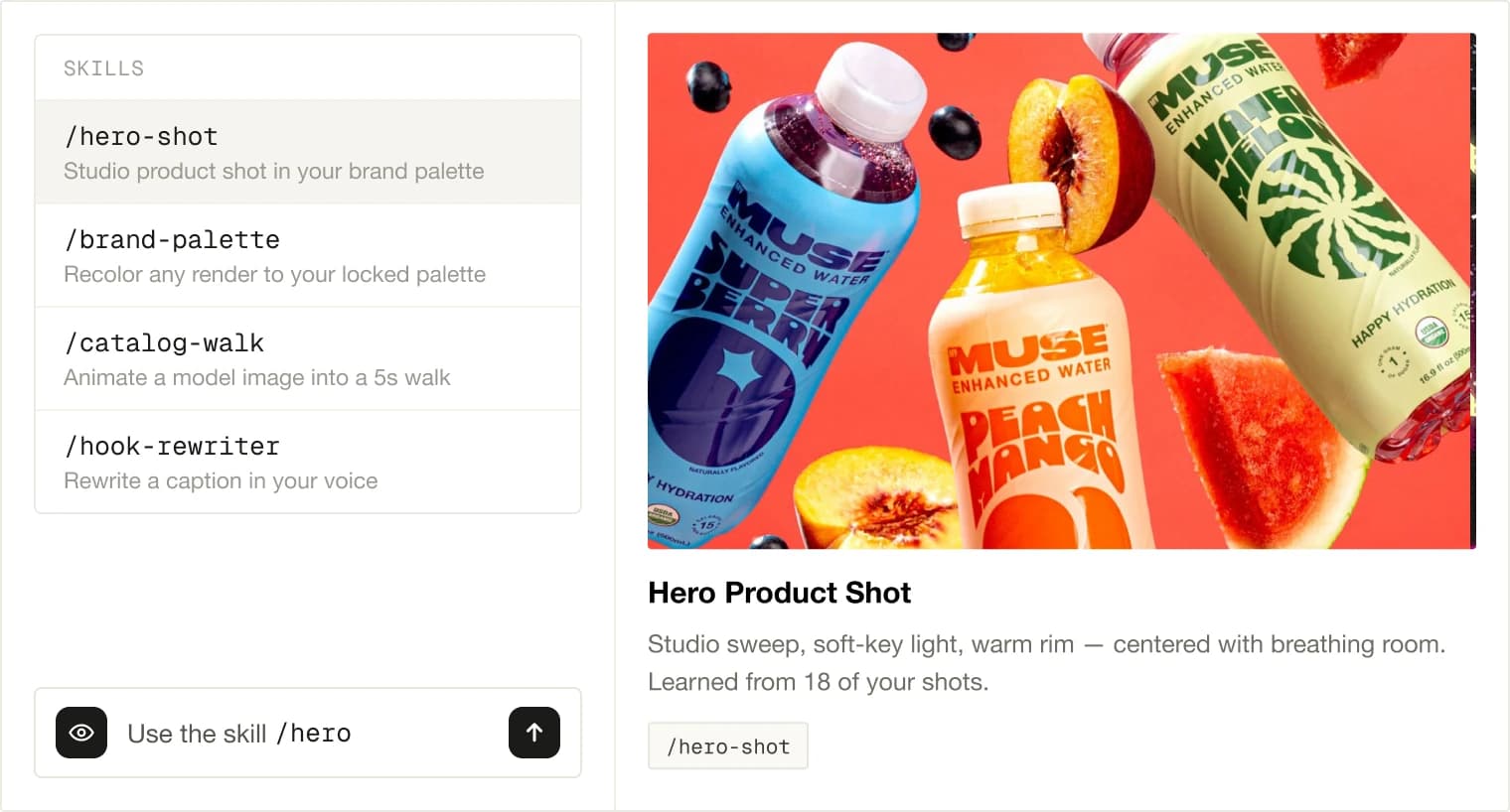 Light learns your style — reusable skills and brand palette