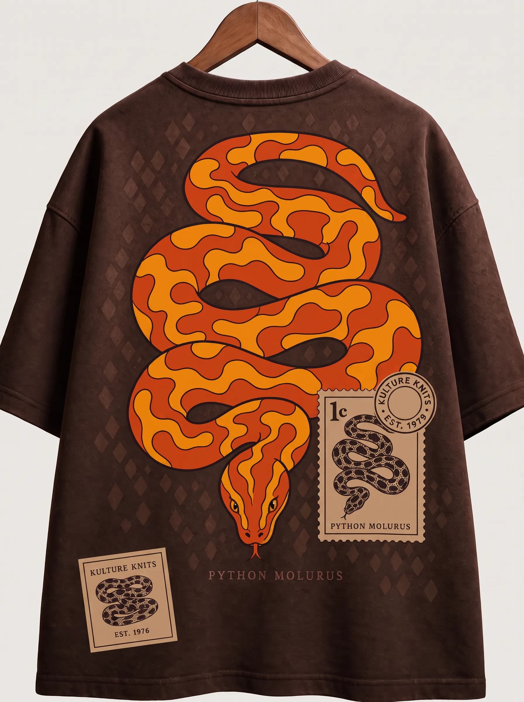 Python tee design on a blank garment