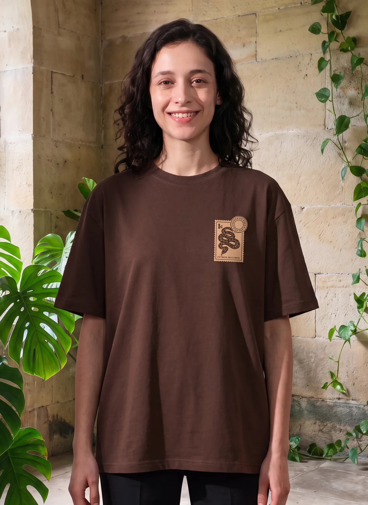 Front look with stamp print