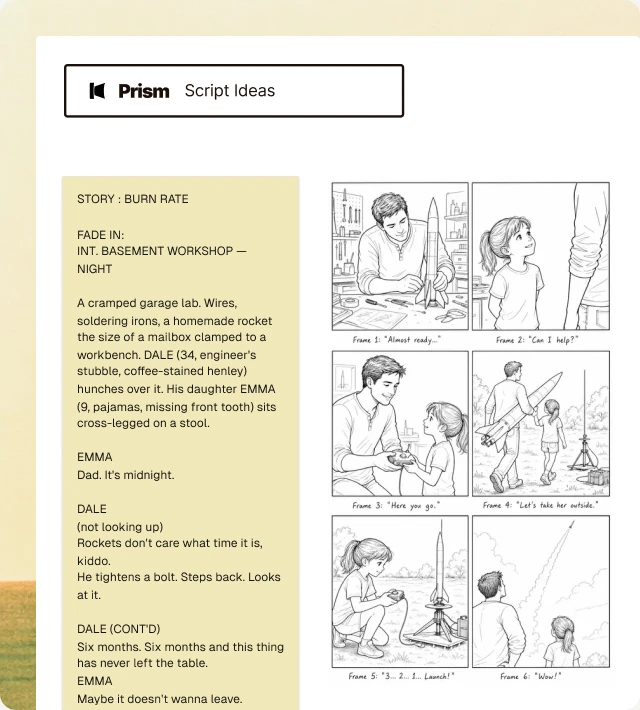 Chromatic canvas with script and storyboard grid